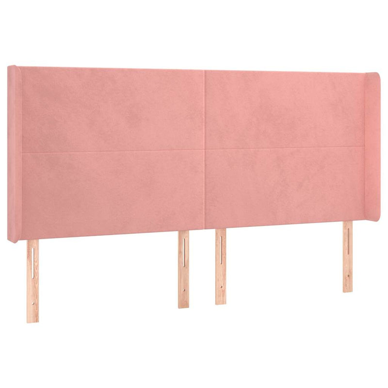 Tăblie de pat cu aripioare, roz, 203x16x118/128 cm, catifea