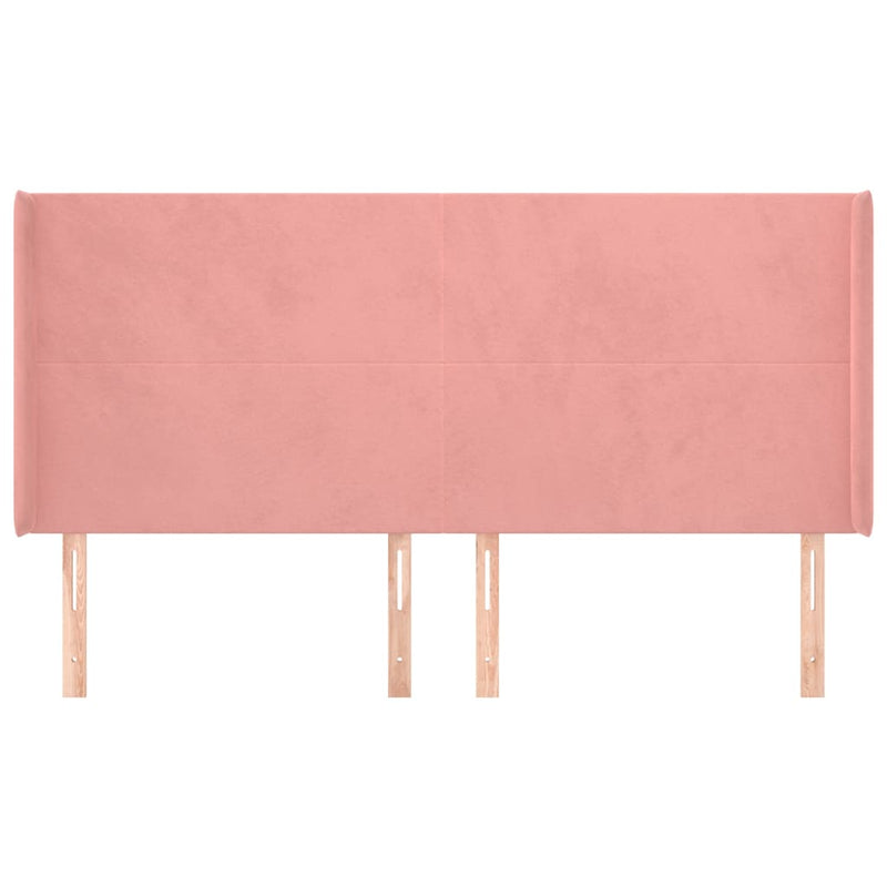 Tăblie de pat cu aripioare, roz, 203x16x118/128 cm, catifea