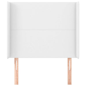 Tăblie de pat cu aripioare, alb, 93x16x118/128 cm, piele eco