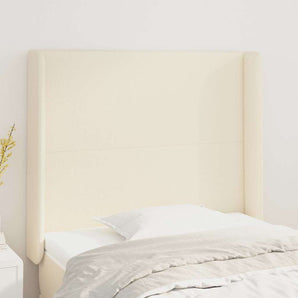 Tăblie de pat cu aripioare, crem, 103x16x118/128 cm, piele eco