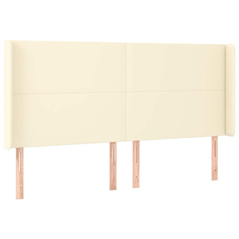 Tăblie de pat cu aripioare, crem, 183x16x118/128 cm, piele eco