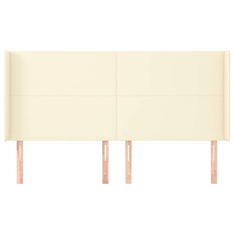 Tăblie de pat cu aripioare, crem, 183x16x118/128 cm, piele eco
