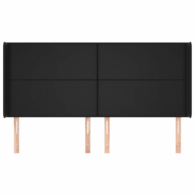 Tăblie de pat cu aripioare, negru, 203x16x118/128 cm, piele eco