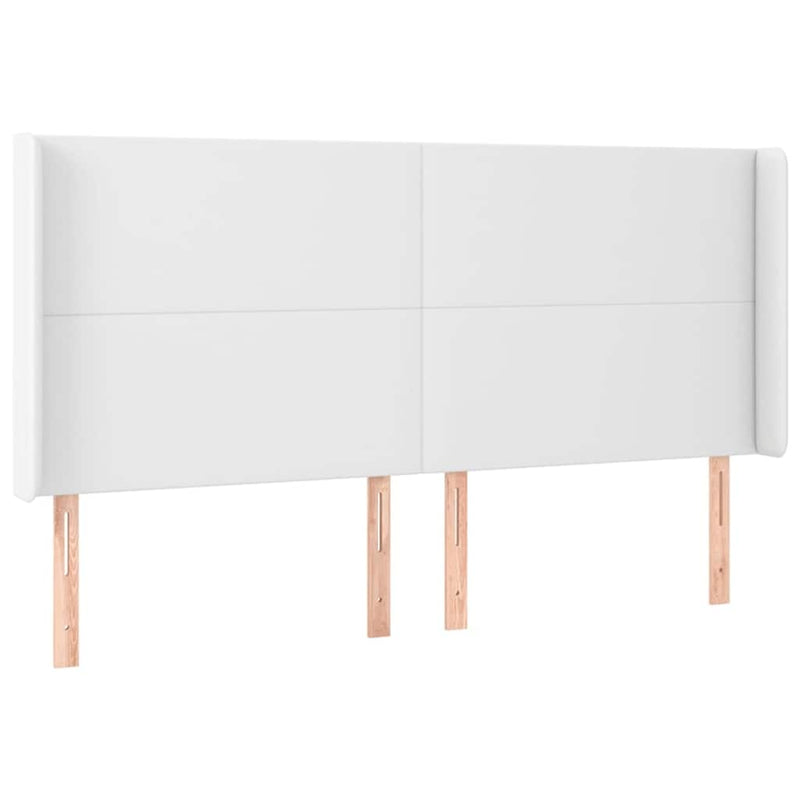 Tăblie de pat cu aripioare, alb, 203x16x118/128 cm, piele eco