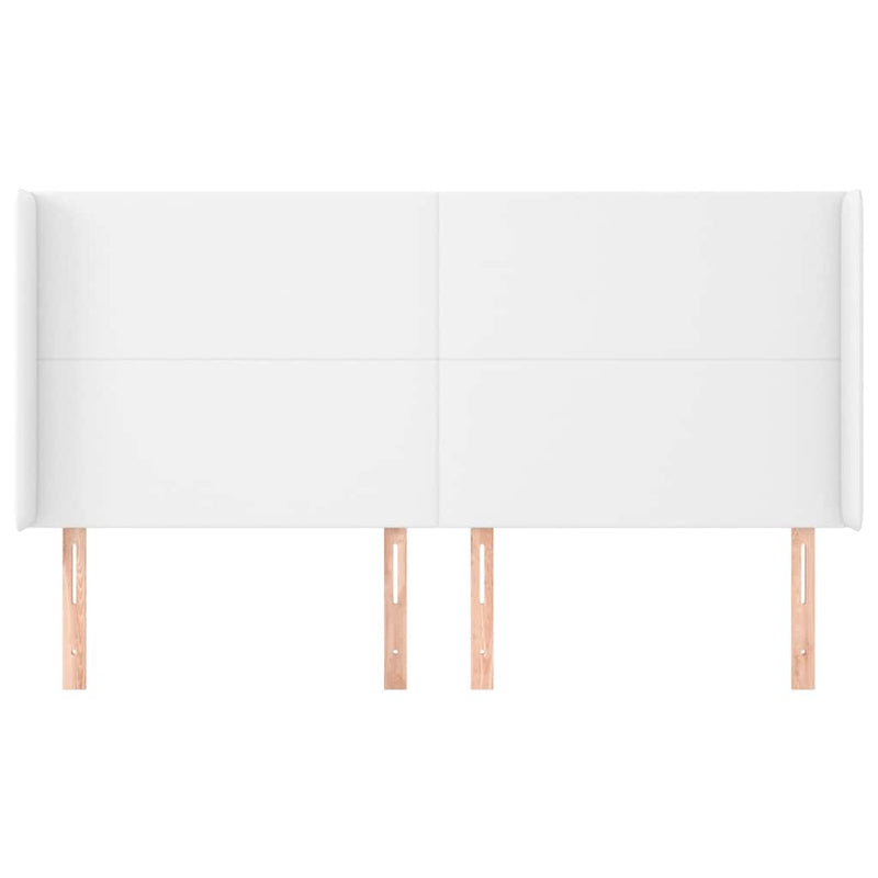 Tăblie de pat cu aripioare, alb, 203x16x118/128 cm, piele eco