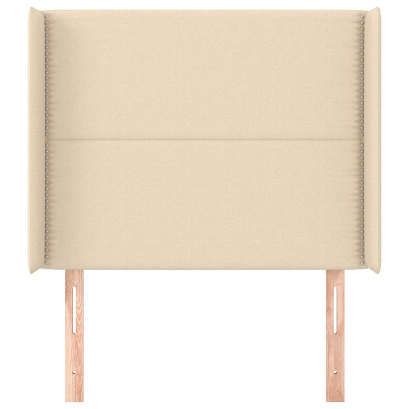 Tăblie de pat cu aripioare, crem, 93x16x118/128 cm, textil