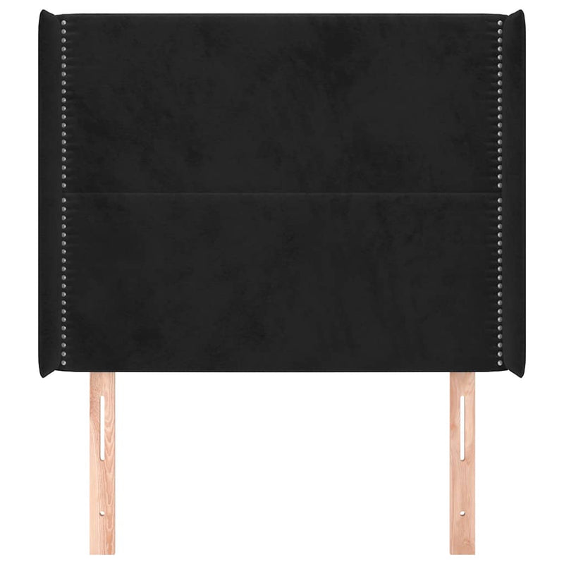 Tăblie de pat cu aripioare, negru, 103x16x118/128 cm, catifea