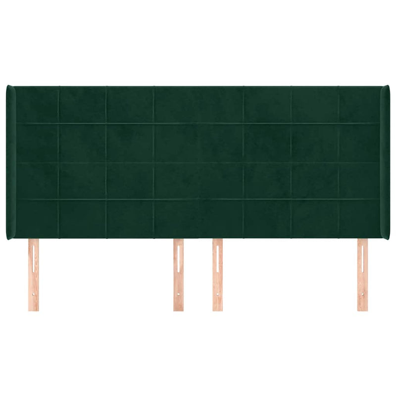 Tăblie pat cu aripioare verde închis 183x16x118/128 cm catifea