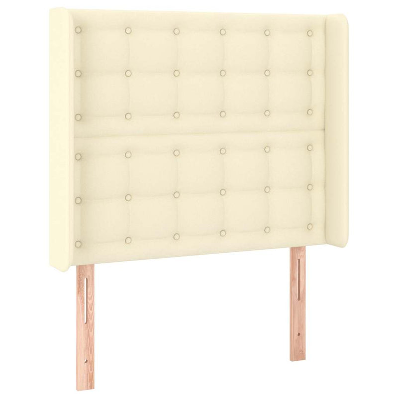 Tăblie de pat cu aripioare, crem, 93x16x118/128 cm, piele eco