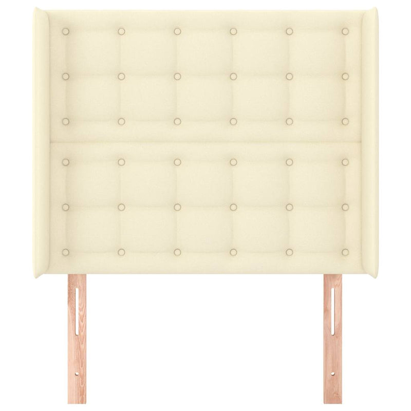 Tăblie de pat cu aripioare, crem, 93x16x118/128 cm, piele eco