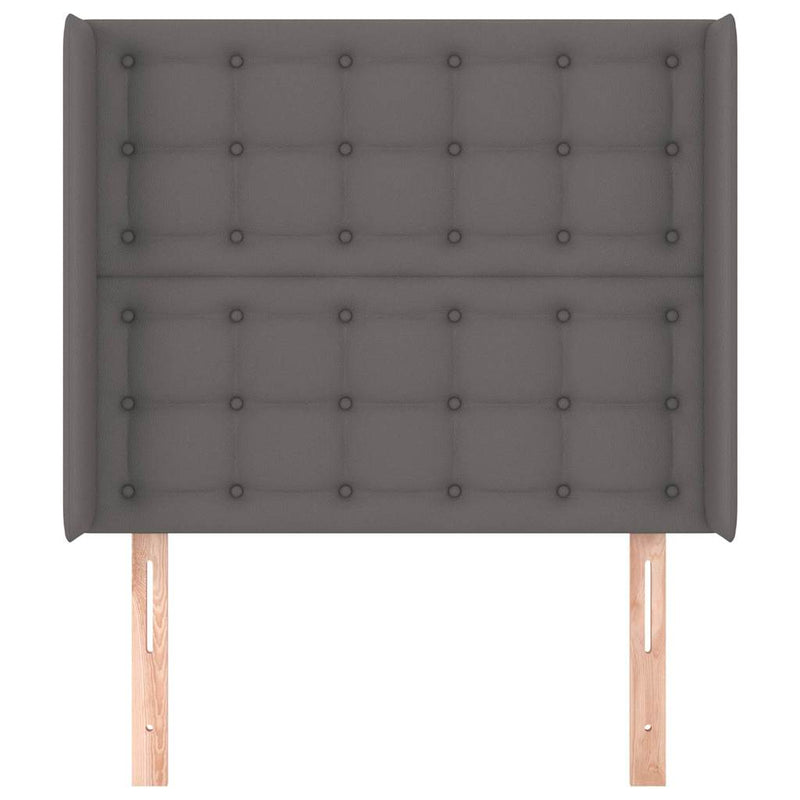 Tăblie de pat cu aripioare, gri , 93x16x118/128 cm, piele eco