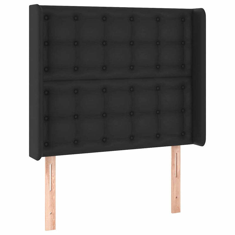 Tăblie de pat cu aripioare, negru, 103x16x118/128 cm, piele eco