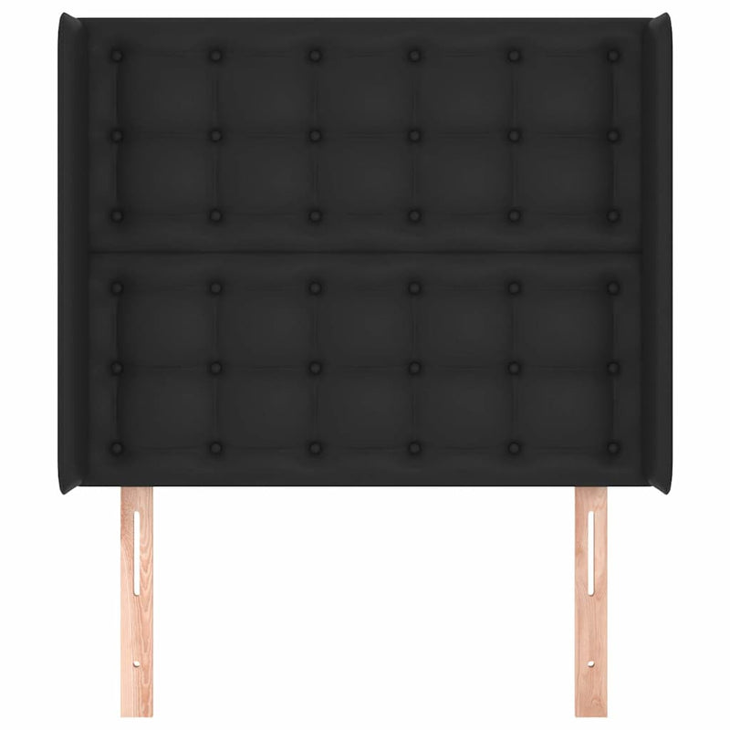 Tăblie de pat cu aripioare, negru, 103x16x118/128 cm, piele eco