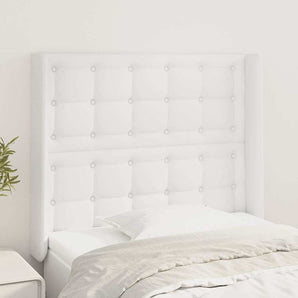 Tăblie de pat cu aripioare, alb, 103x16x118/128 cm, piele eco