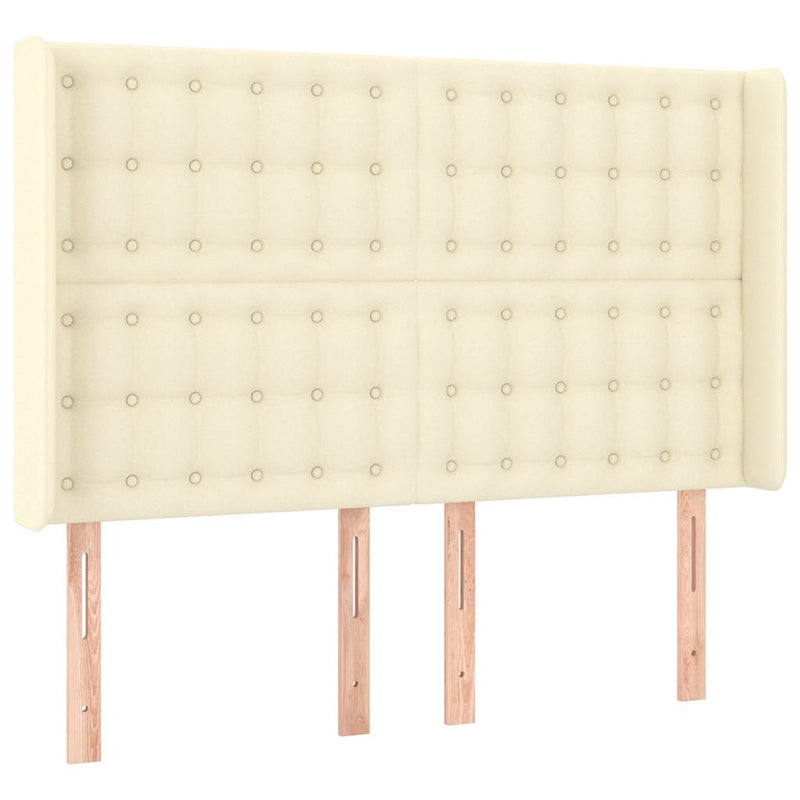 Tăblie de pat cu aripioare, crem, 147x16x118/128 cm, piele eco