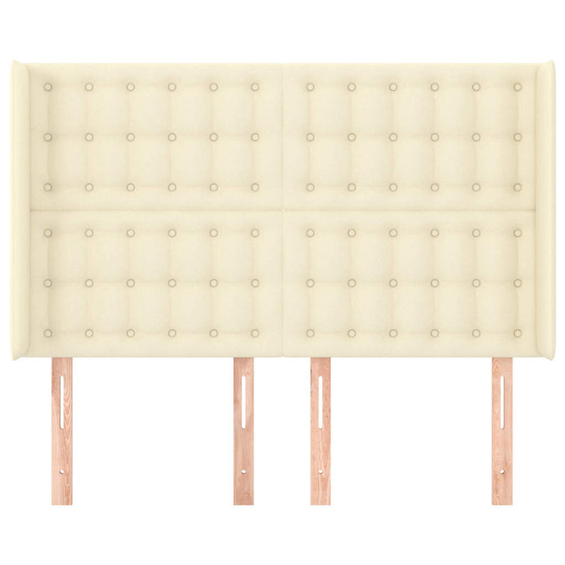 Tăblie de pat cu aripioare, crem, 147x16x118/128 cm, piele eco
