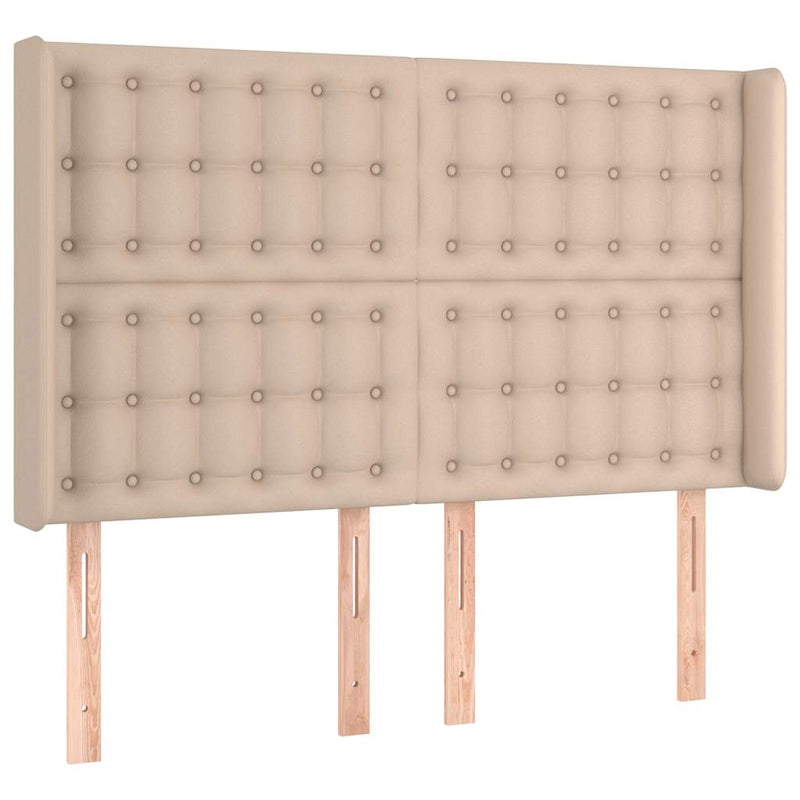 Tăblie pat cu aripioare cappuccino 147x16x118/128 cm piele eco