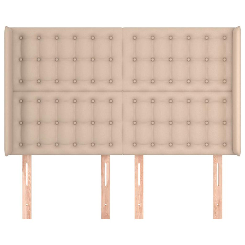 Tăblie pat cu aripioare cappuccino 147x16x118/128 cm piele eco