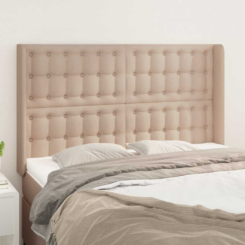 Tăblie pat cu aripioare cappuccino 147x16x118/128 cm piele eco