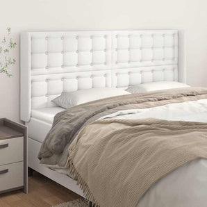 Tăblie de pat cu aripioare, alb, 183x16x118/128 cm, piele eco