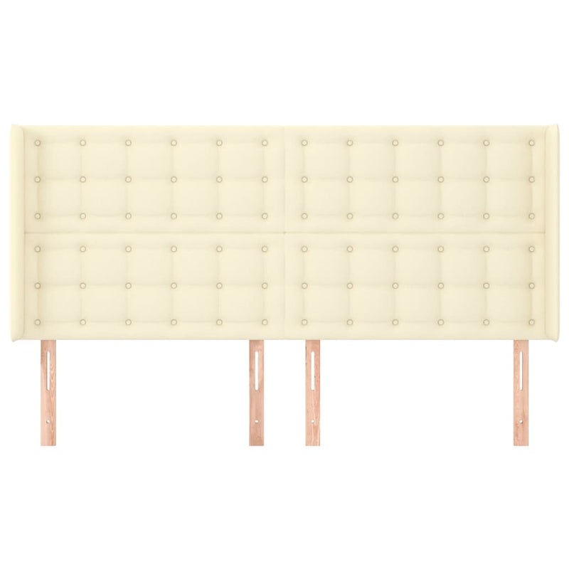 Tăblie de pat cu aripioare, crem, 203x16x118/128 cm, piele eco