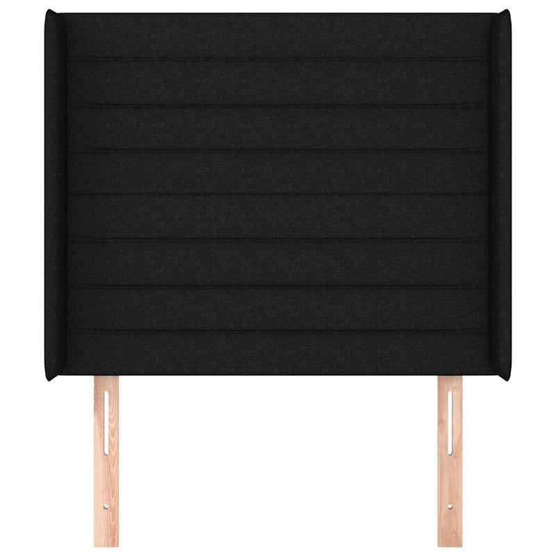 Tăblie de pat cu aripioare, negru, 103x16x118/128 cm, textil