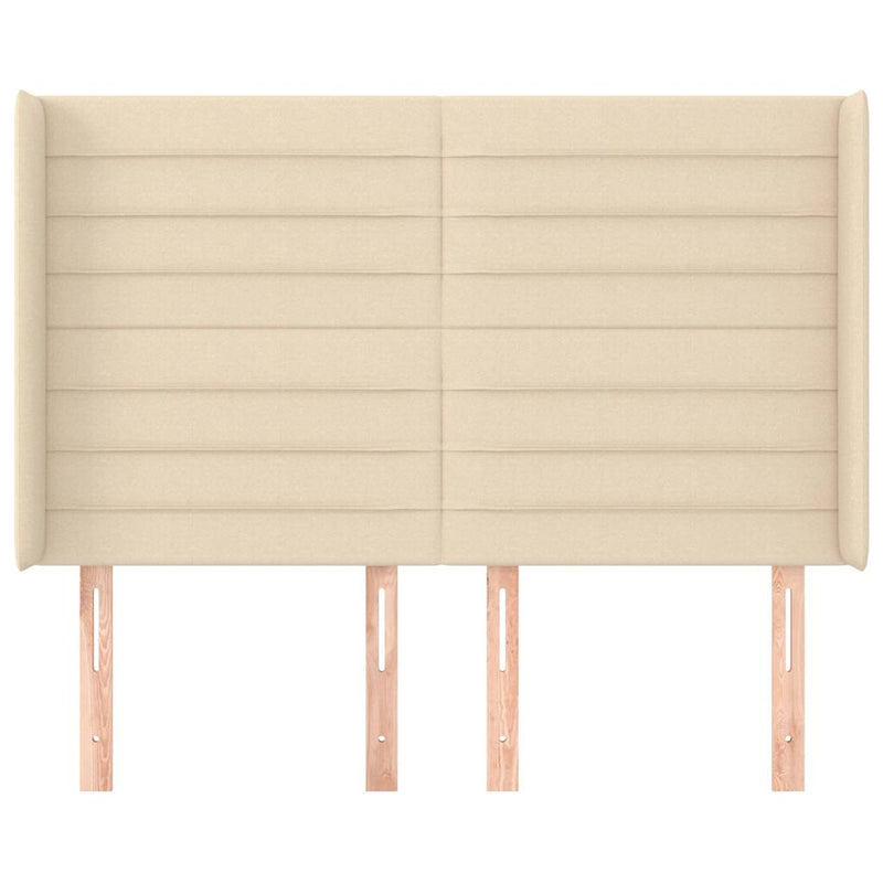 Tăblie de pat cu aripioare, crem, 147x16x118/128 cm, textil