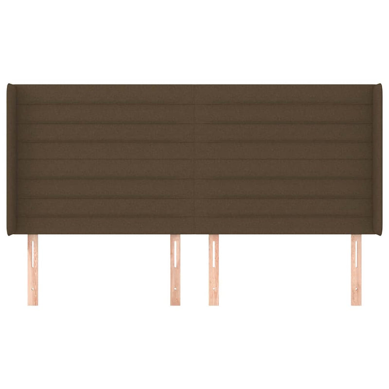 Tăblie de pat cu aripioare maro închis 203x16x118/128 cm textil