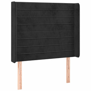 Tăblie de pat cu aripioare, negru, 93x16x118/128 cm, catifea