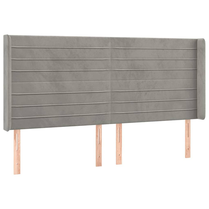 Tăblie de pat cu aripioare gri deschis 183x16x118/128cm catifea