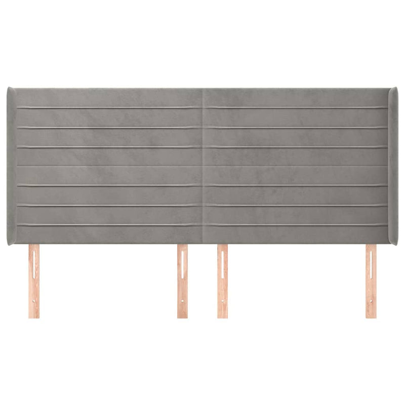 Tăblie de pat cu aripioare gri deschis 183x16x118/128cm catifea