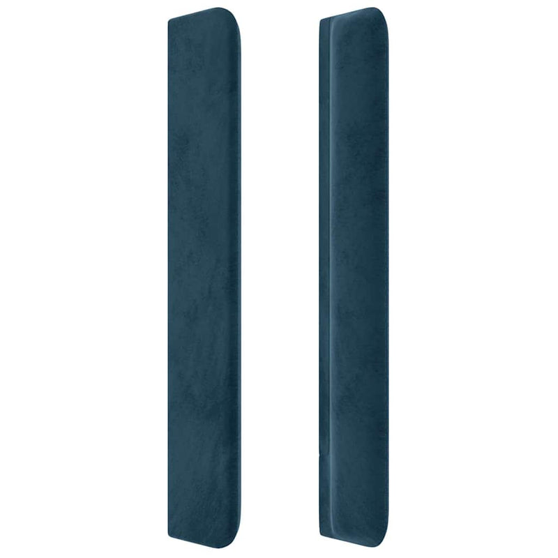 Tăblie pat cu urechi albastru închis 183x16x118/128 cm catifea