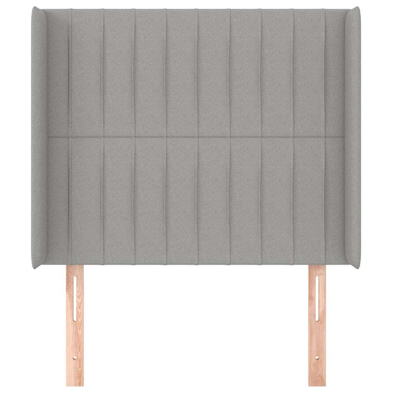 Tăblie de pat cu aripioare gri deschis 83x16x118/128 cm textil