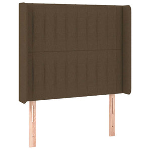 Tăblie de pat cu aripioare maro închis 83x16x118/128 cm textil