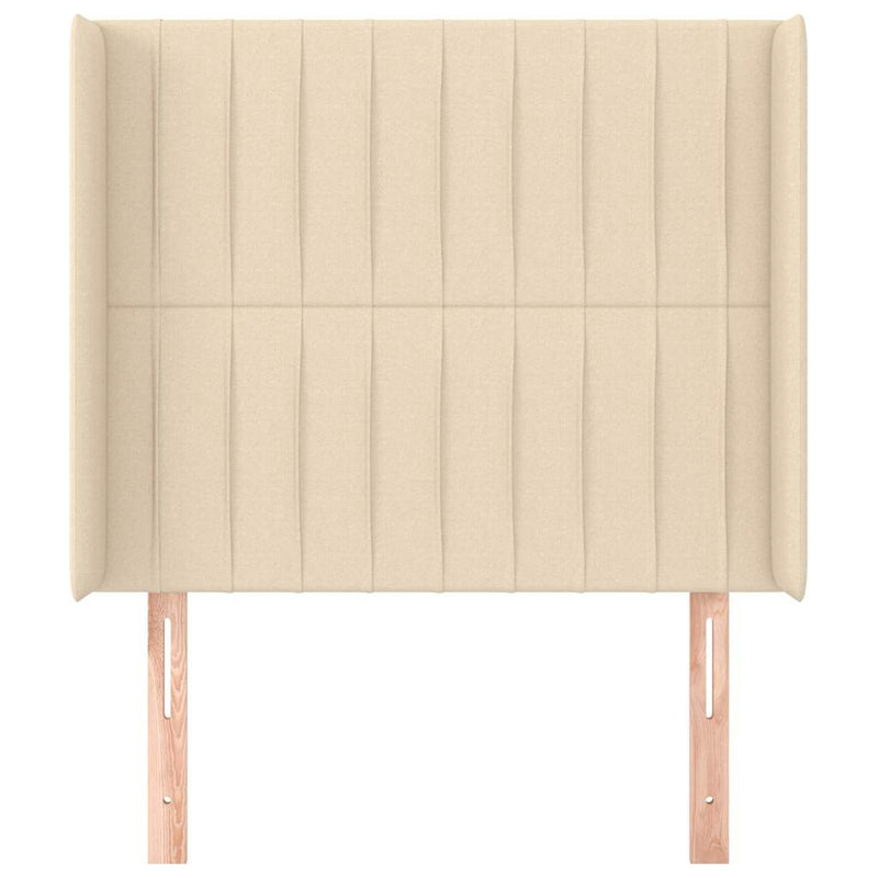 Tăblie de pat cu aripioare, crem, 83x16x118/128 cm, textil