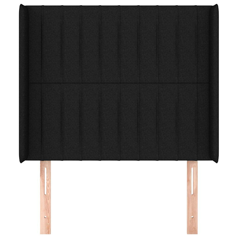 Tăblie de pat cu aripioare, negru, 103x16x118/128 cm, textil