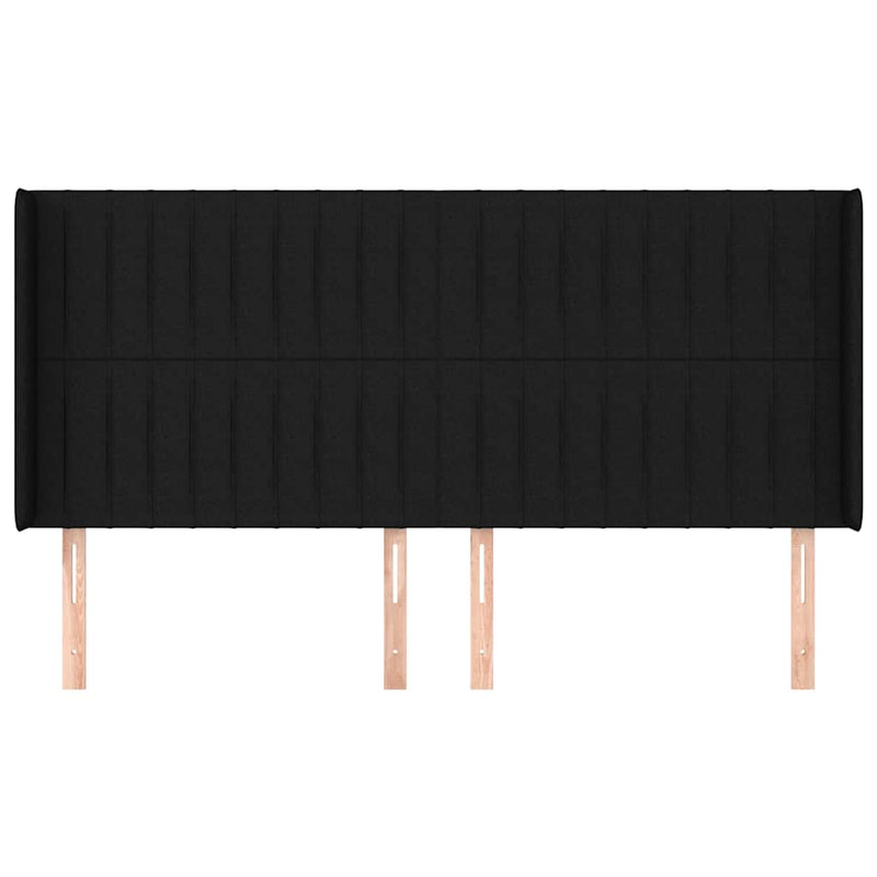 Tăblie de pat cu aripioare, negru, 183x16x118/128 cm, textil