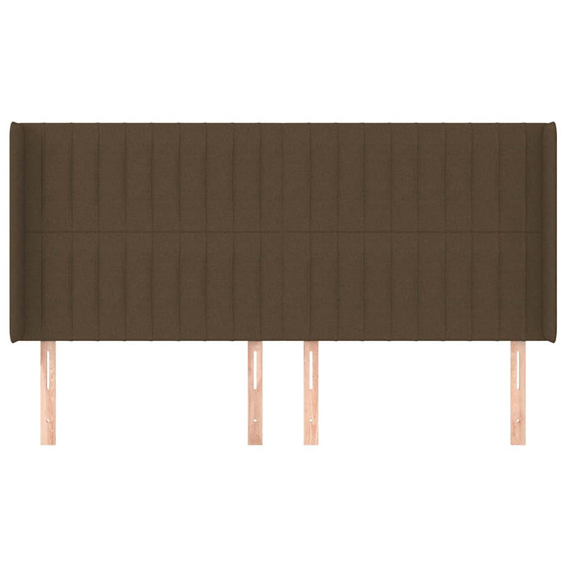Tăblie de pat cu aripioare maro închis 203x16x118/128 cm textil