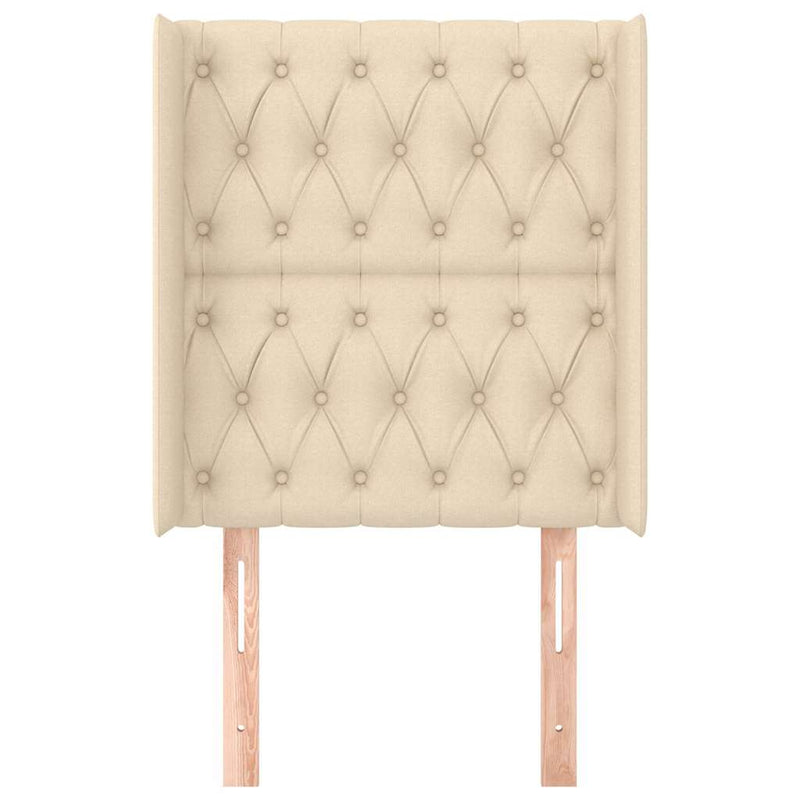 Tăblie de pat cu aripioare, crem, 83x16x118/128 cm, textil