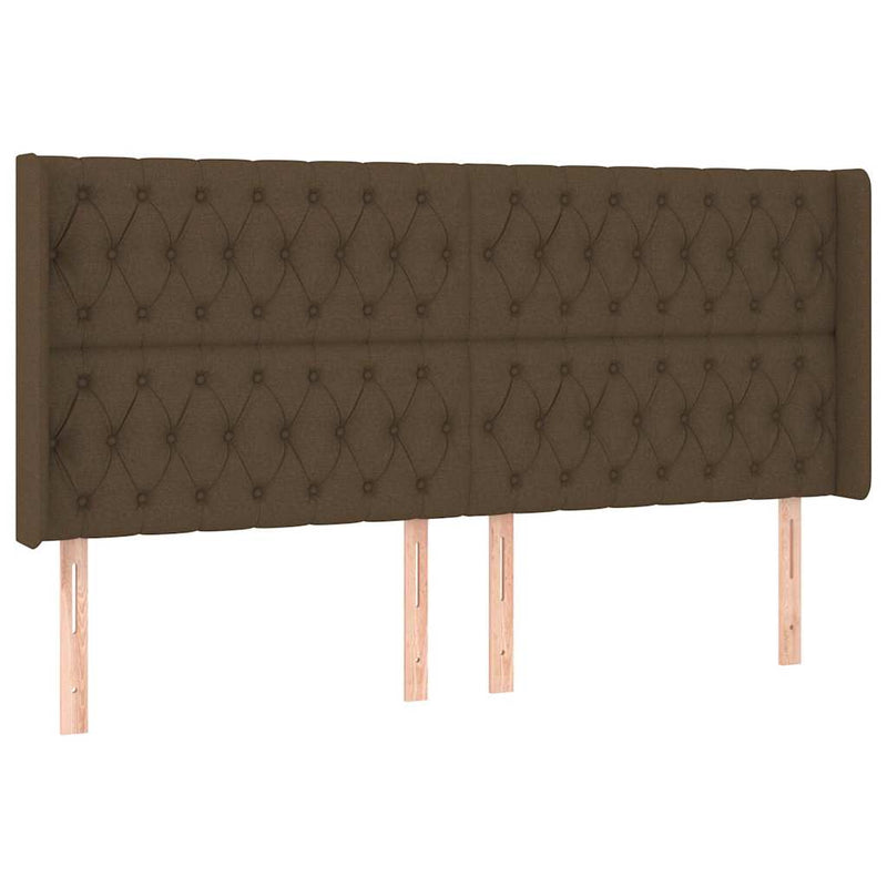 Tăblie de pat cu aripioare maro închis 203x16x118/128 cm textil