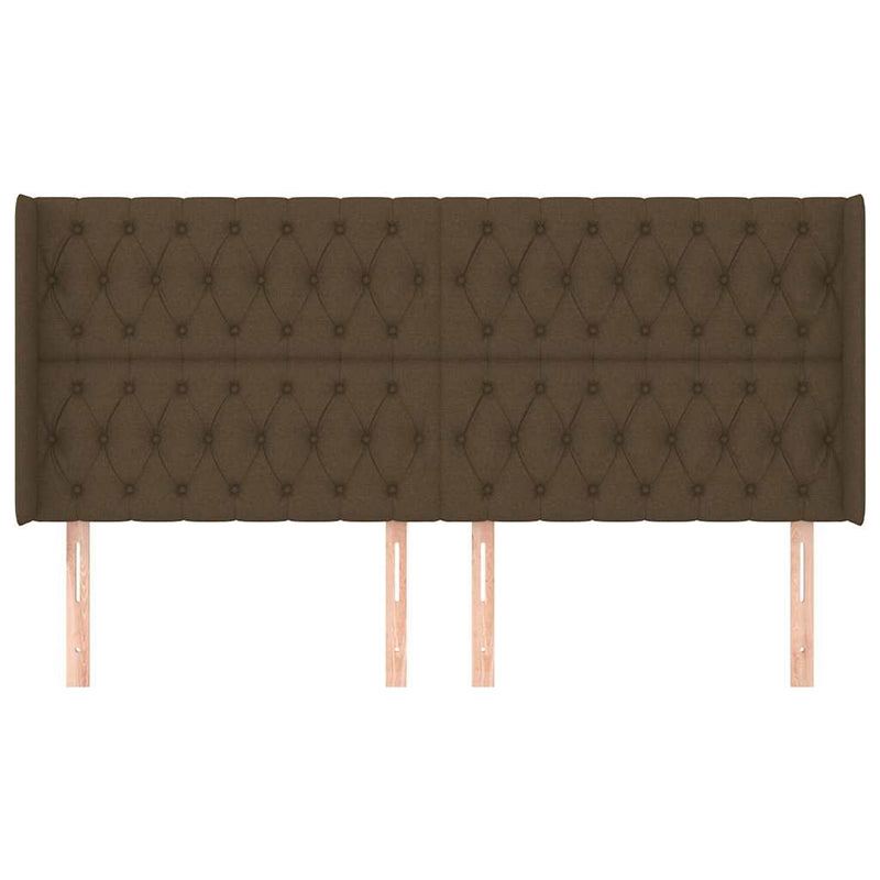 Tăblie de pat cu aripioare maro închis 203x16x118/128 cm textil