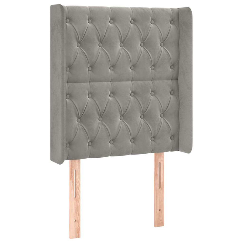 Tăblie de pat cu aripioare gri deschis 83x16x118/128 cm catifea