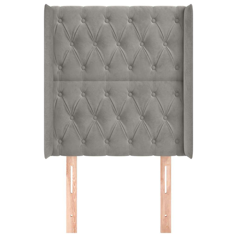 Tăblie de pat cu aripioare gri deschis 83x16x118/128 cm catifea