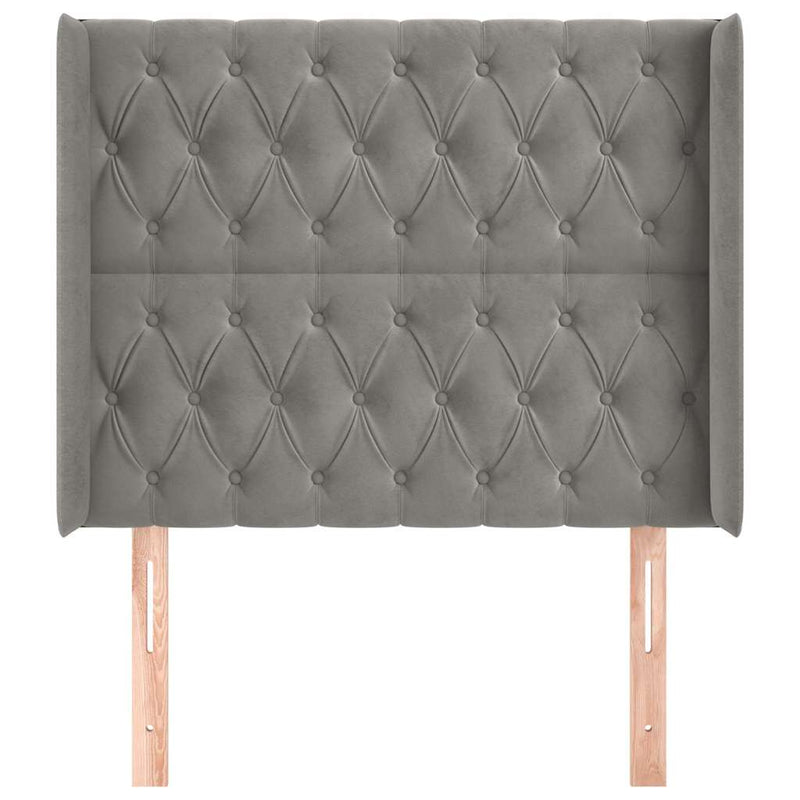 Tăblie de pat cu aripioare gri deschis 93x16x118/128 cm catifea