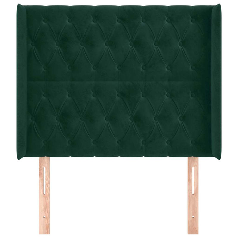 Tăblie pat cu aripioare verde închis 93x16x118/128 cm catifea
