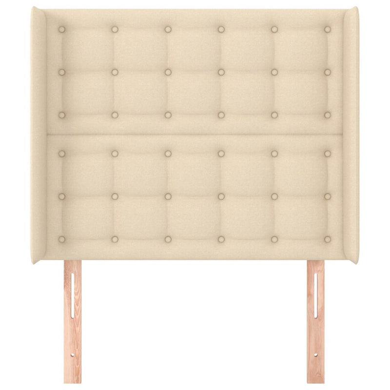 Tăblie de pat cu aripioare, crem, 93x16x118/128 cm, textil