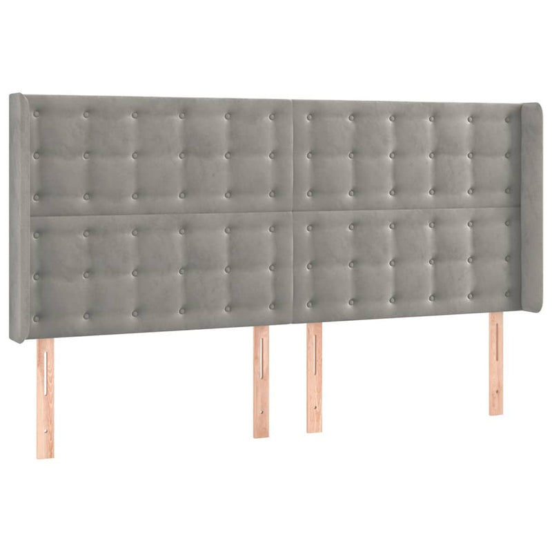 Tăblie de pat cu aripioare gri deschis 183x16x118/128cm catifea