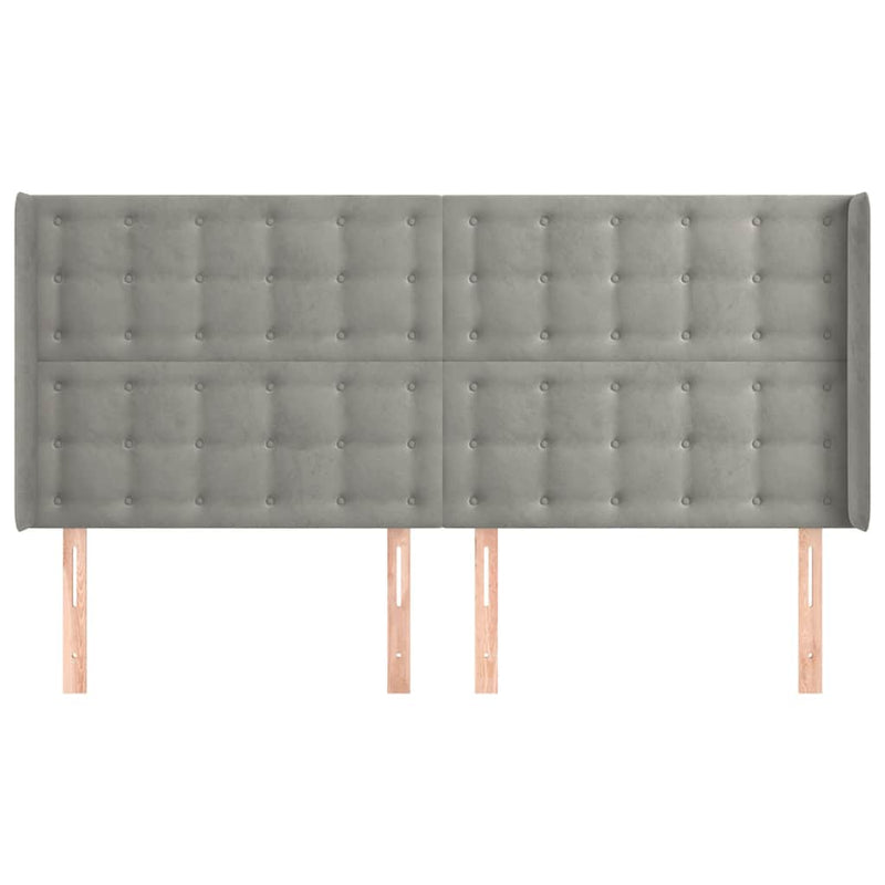 Tăblie de pat cu aripioare gri deschis 183x16x118/128cm catifea