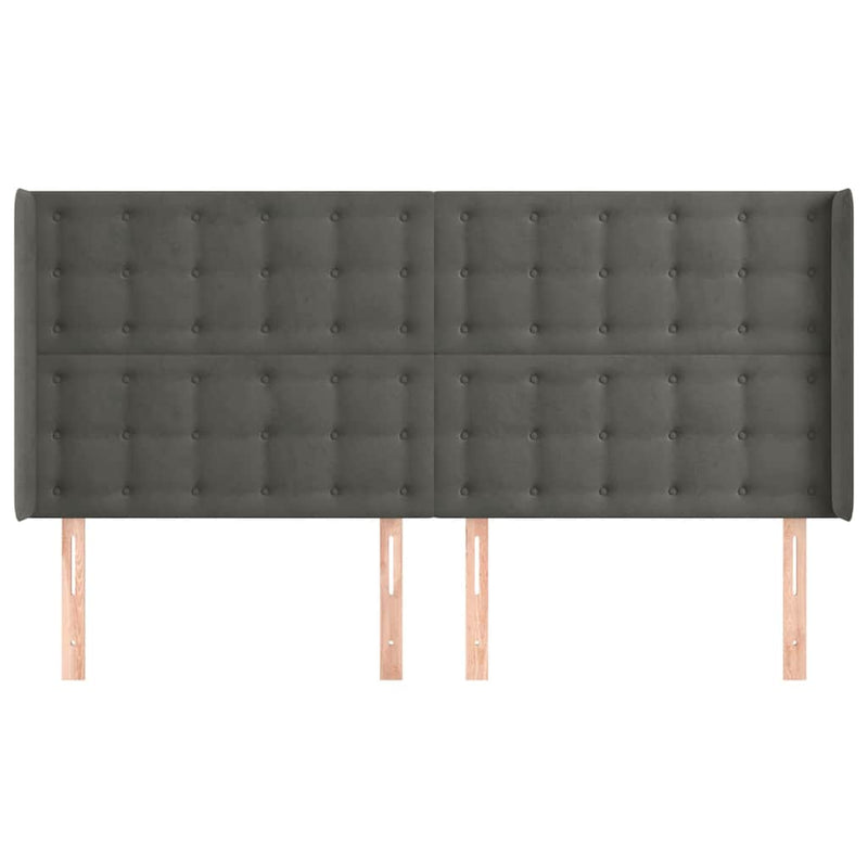 Tăblie de pat cu aripioare gri închis 183x16x118/128 cm catifea