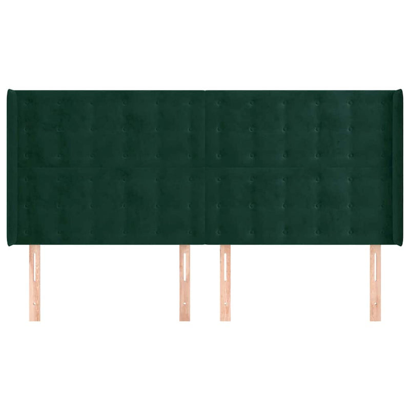 Tăblie pat cu aripioare verde închis 203x16x118/128 cm catifea